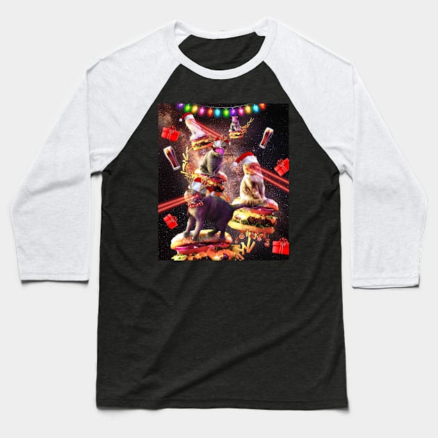 Space Burger Cat, Christmas Cats, Funny Baseball T-Shirt by Random Galaxy